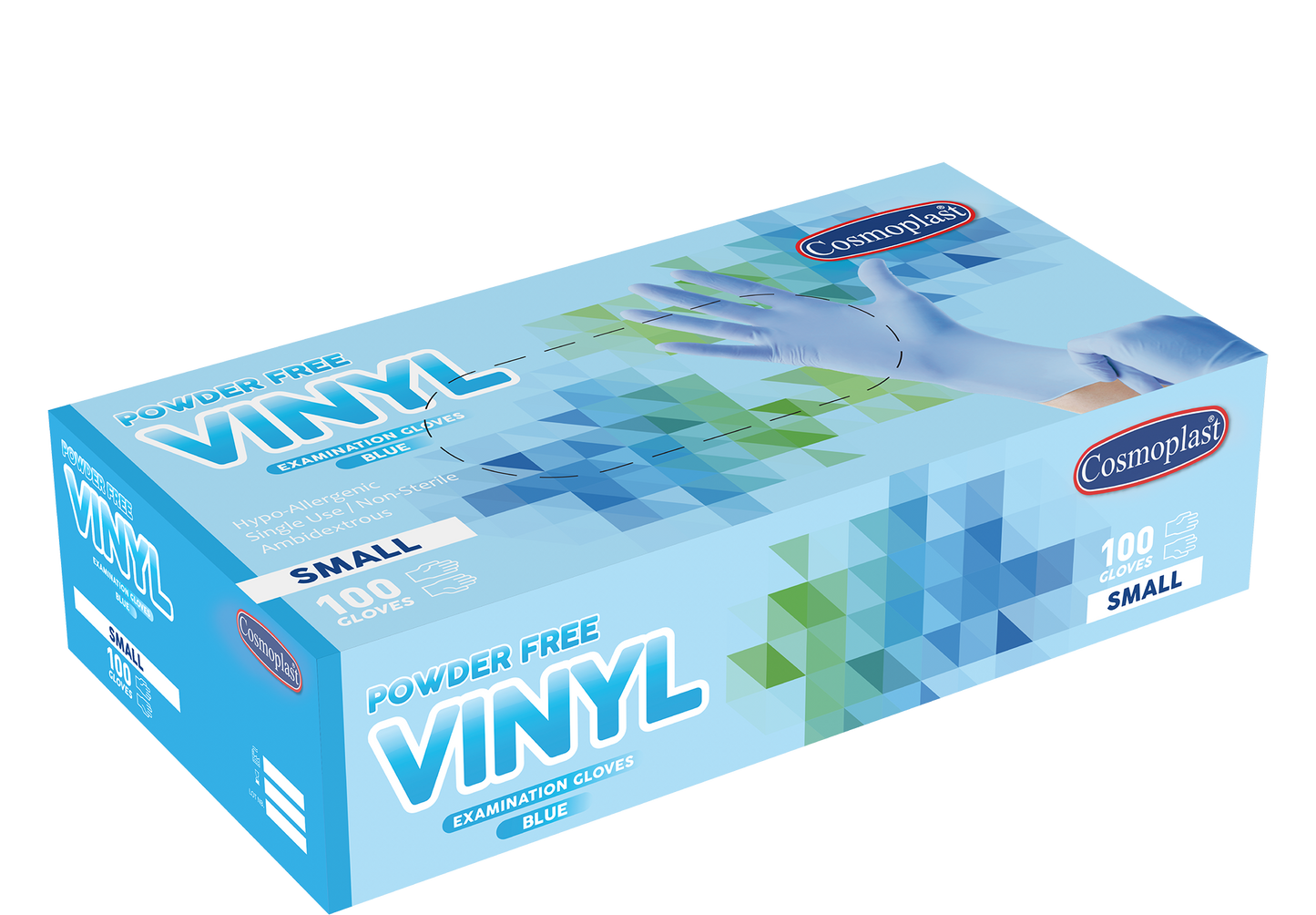 Cosmoplast Hygiene Blue Powder-free Vinyl Gloves Small 100 Pcs