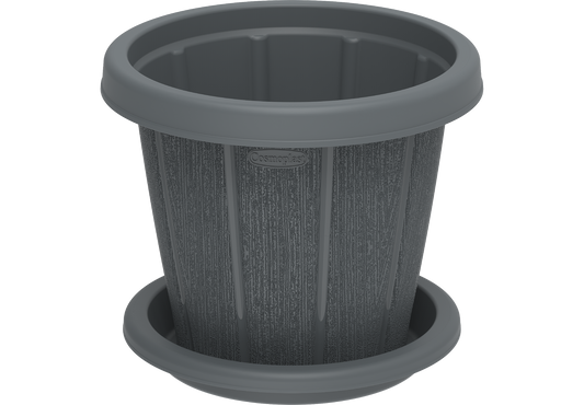 Cosmoplast UAE Cedargrain 12" Flowerpot with Tray