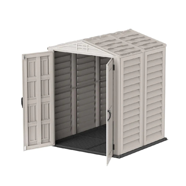 YardMate PLUS 5x5ft Resin Garden Storage Shed with Shelving Rack 4