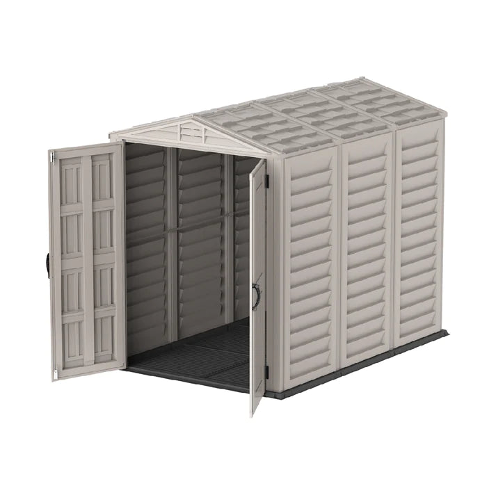 YardMate PLUS 5x8ft Resin Garden Storage Shed with FREE Shelving Rack 4
