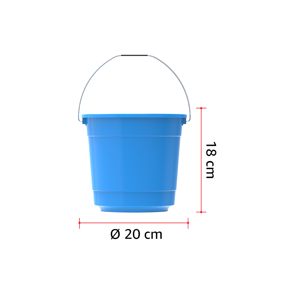 EX 3L Round Plastic Bucket with Steel Handle