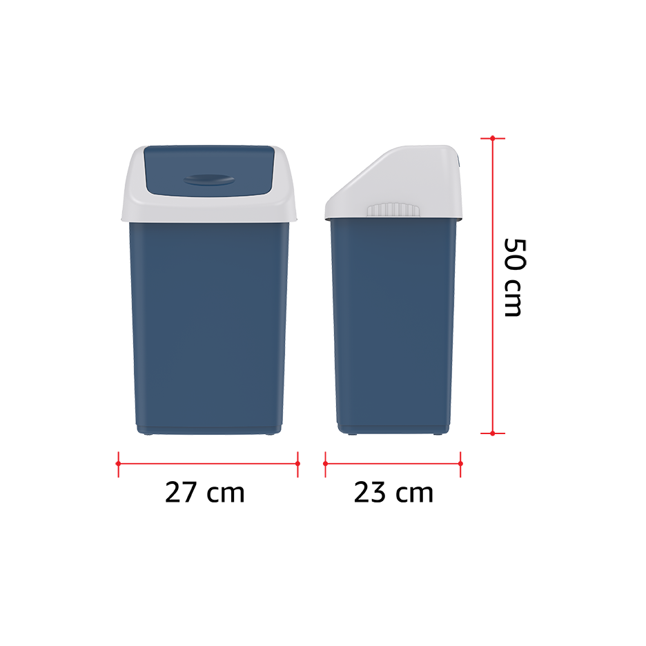46L Flip-top Waste Bin with Swing Lid