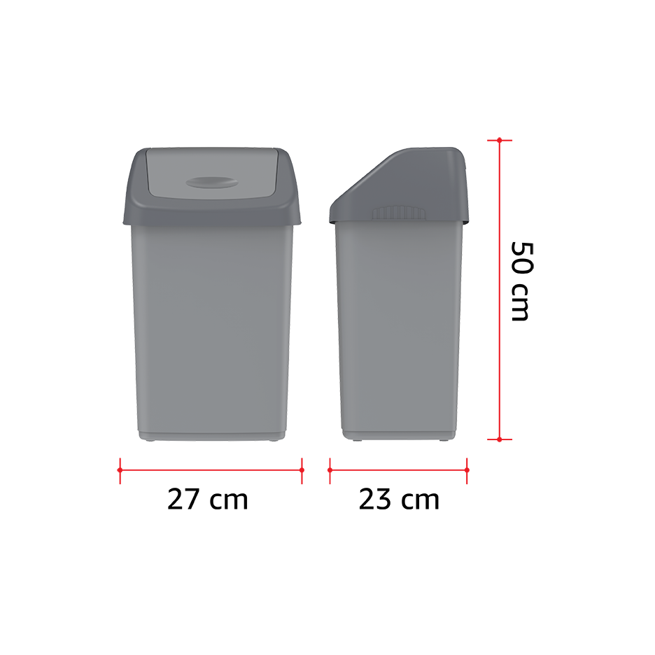 46L Flip-top Waste Bin with Swing Lid