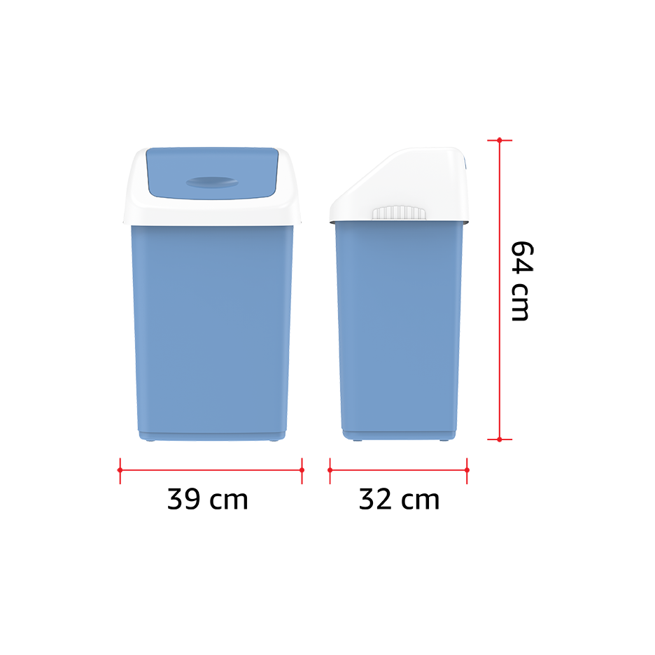 46L Flip-top Waste Bin with Swing Lid