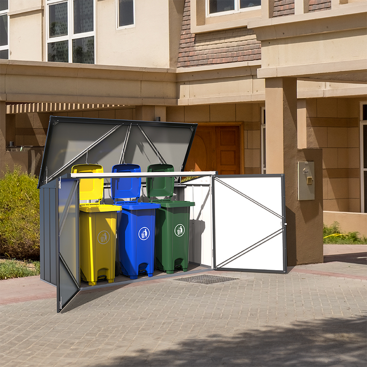 7x3ft (2.1 m x 0.9 m) Garbage Steel Small Shed with Flat Lid