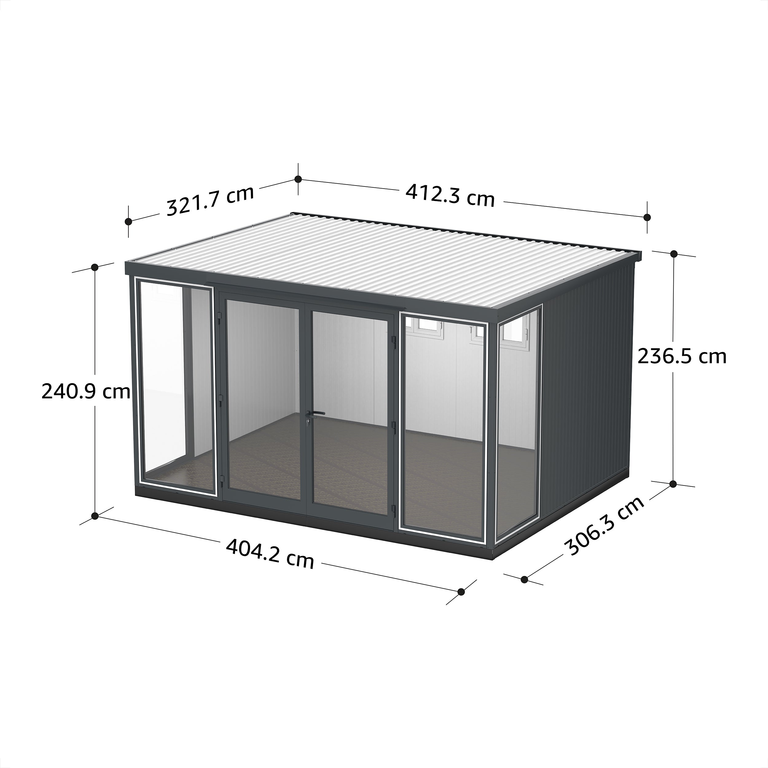 Garden Glass Home 4x3 m (404 x 300 x 240 cm) Prefab House