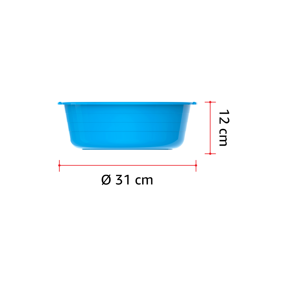 12" Round Plastic Basin Tub 6L