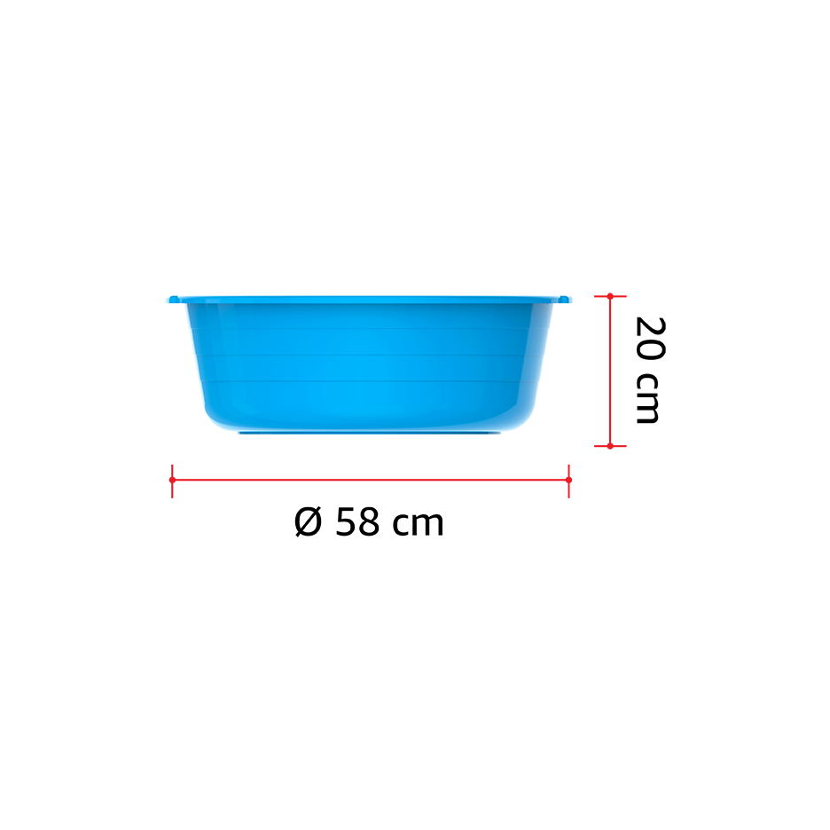 22" Round Plastic Basin Tub 32L