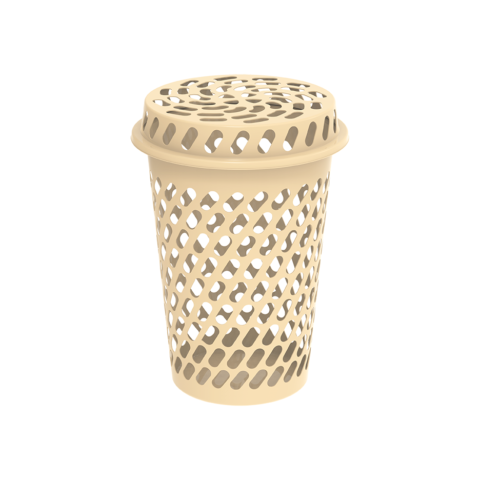 سلة غسيل دائرية طويلة مع غطاء 65 لتر