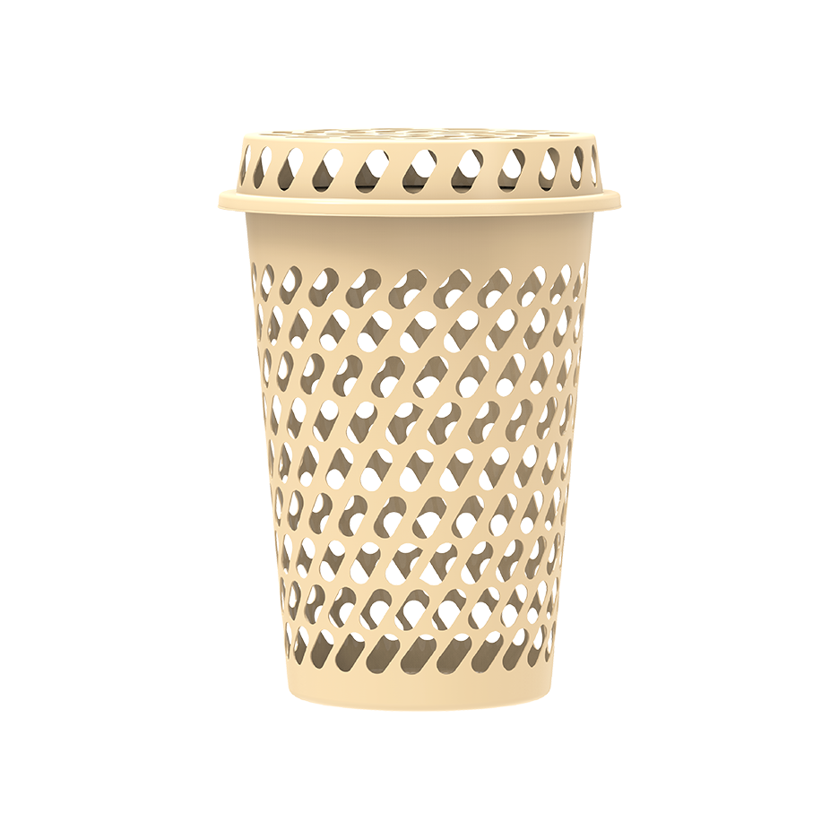 سلة غسيل دائرية طويلة مع غطاء 65 لتر