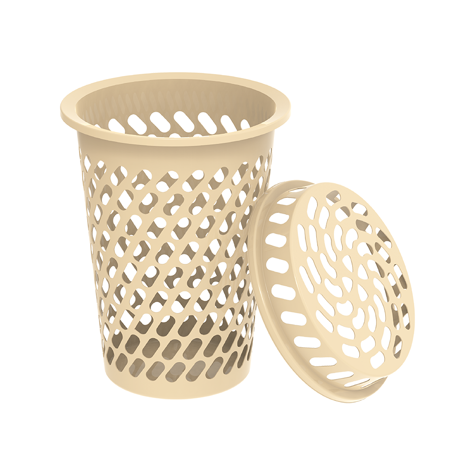 سلة غسيل دائرية طويلة مع غطاء 65 لتر