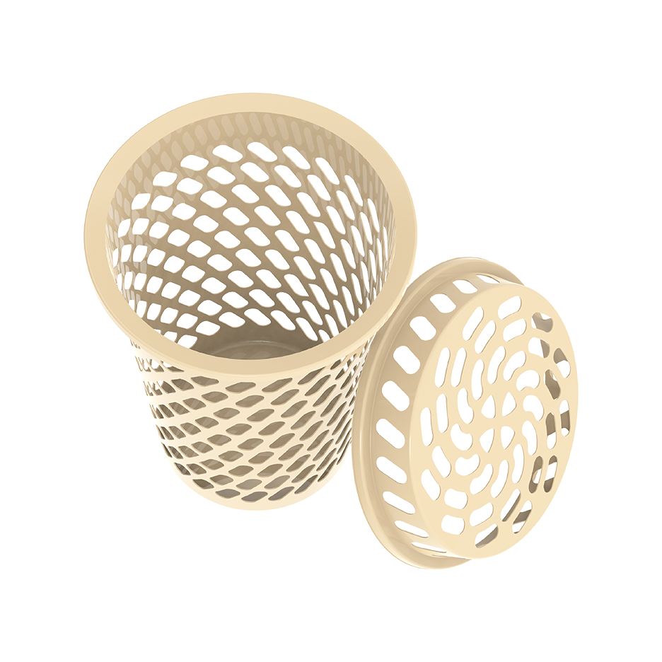 سلة غسيل دائرية طويلة مع غطاء 65 لتر