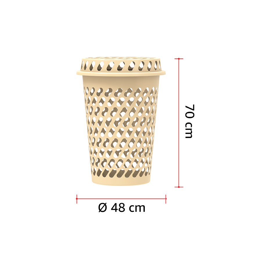 سلة غسيل دائرية طويلة مع غطاء 65 لتر