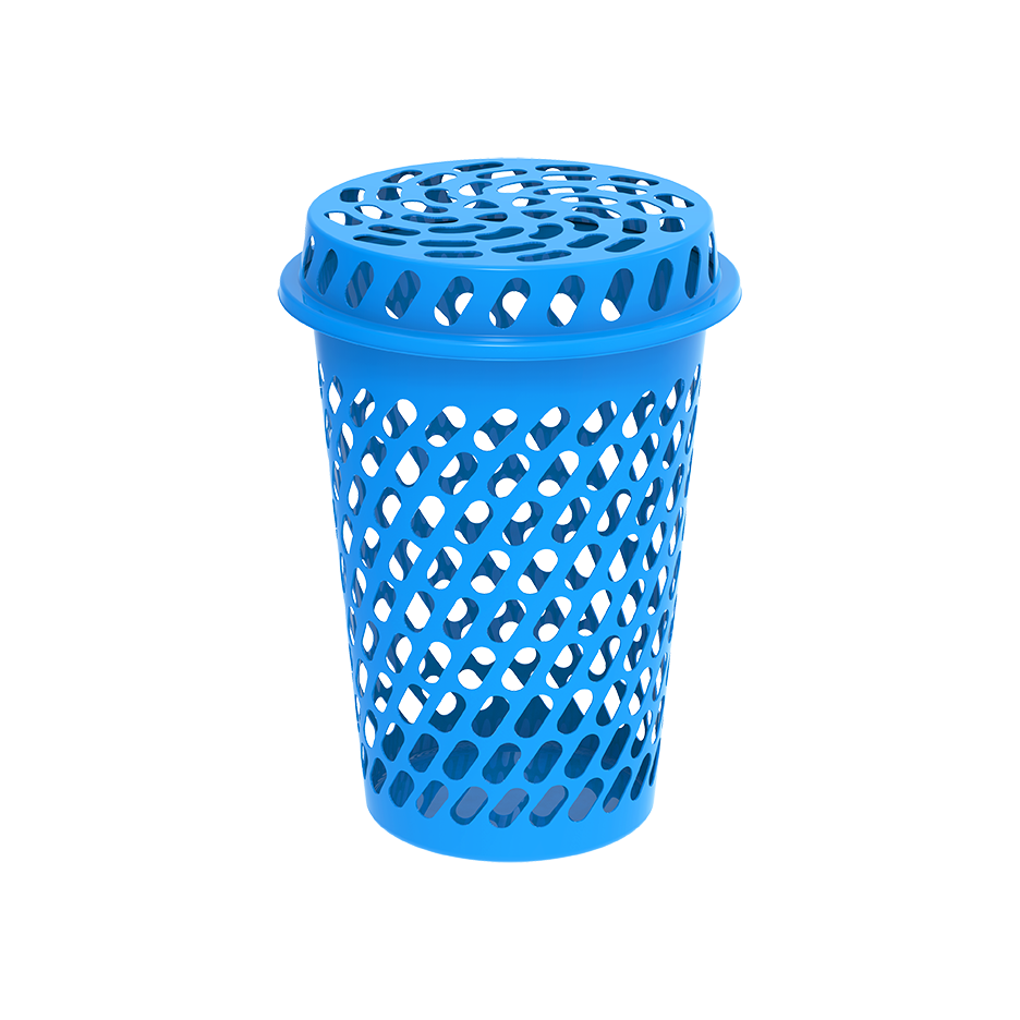 سلة غسيل دائرية طويلة مع غطاء 65 لتر