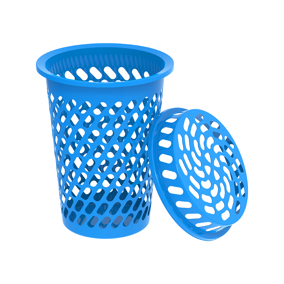 سلة غسيل دائرية طويلة مع غطاء 65 لتر