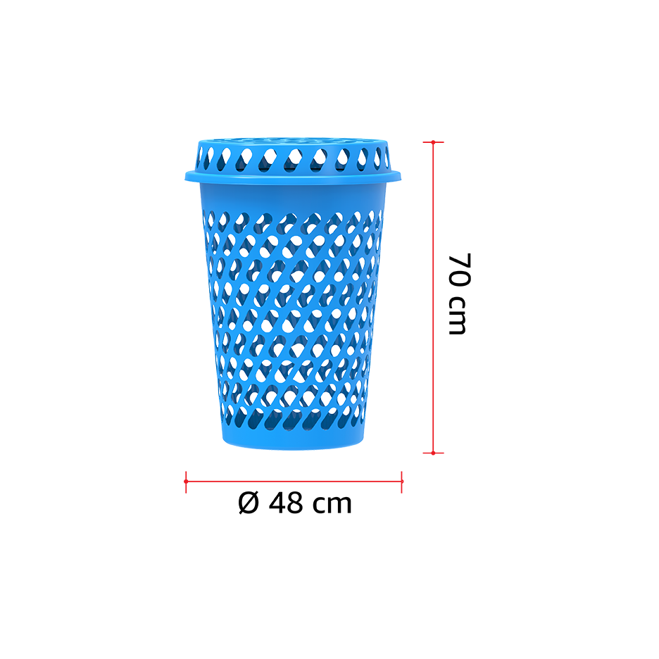 سلة غسيل دائرية طويلة مع غطاء 65 لتر