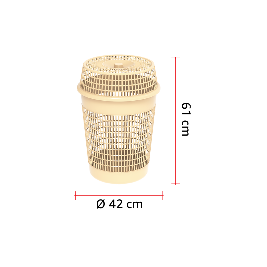 سلة غسيل طويلة مع غطاء 65 لتر
