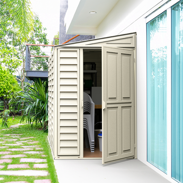 SideMate 4x8ft (2.4 m x 1.2 m) Garden Storage Shed with FREE Shelving Rack 4