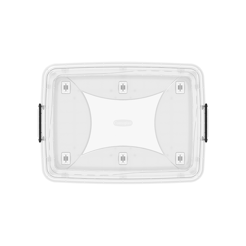 100L Clear Plastic Storage Box with Wheels & Lockable Lid