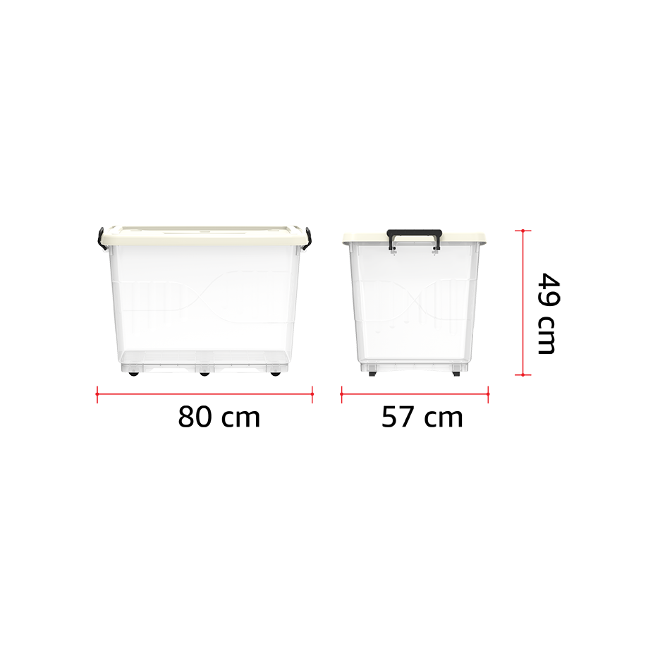 132L Clear Plastic Storage Box with Wheels & Lockable Lid