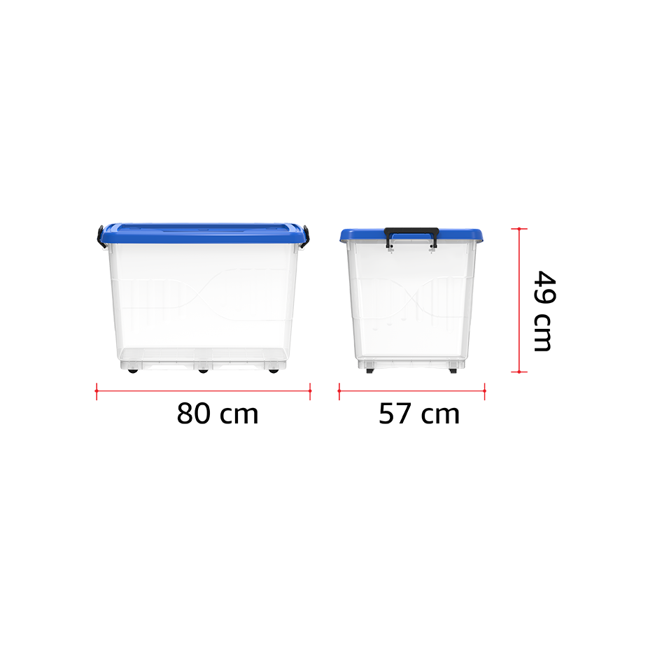 132L Clear Plastic Storage Box with Wheels & Lockable Lid