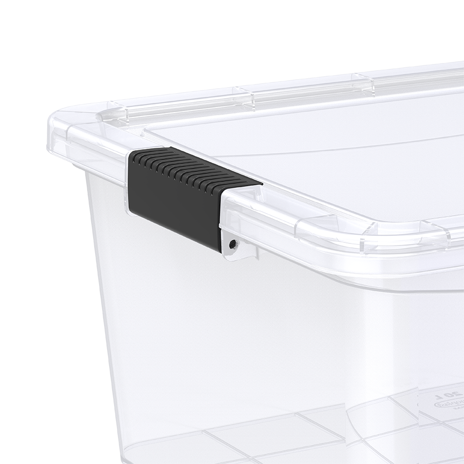 Set of 5, 8, 13, 20 Liters Clear Plastic Storage Boxes with Lockable Lids