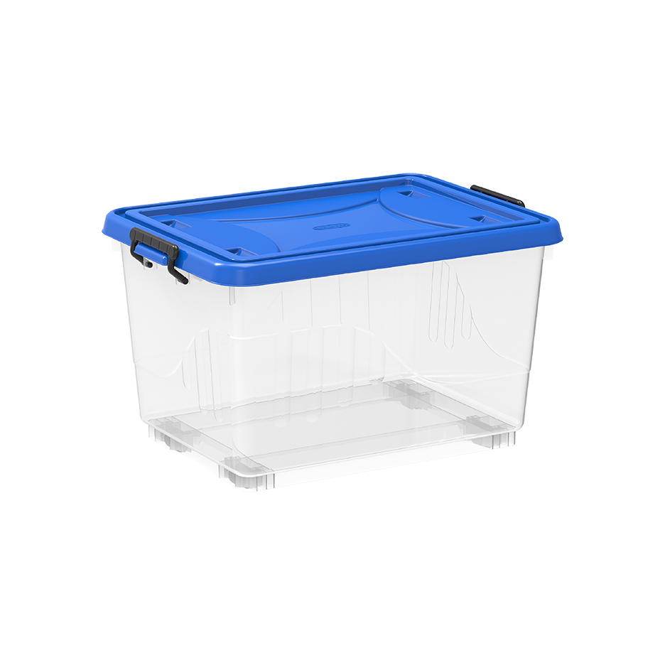 22L Clear Plastic Storage Boxes with Wheels & Lockable Lid