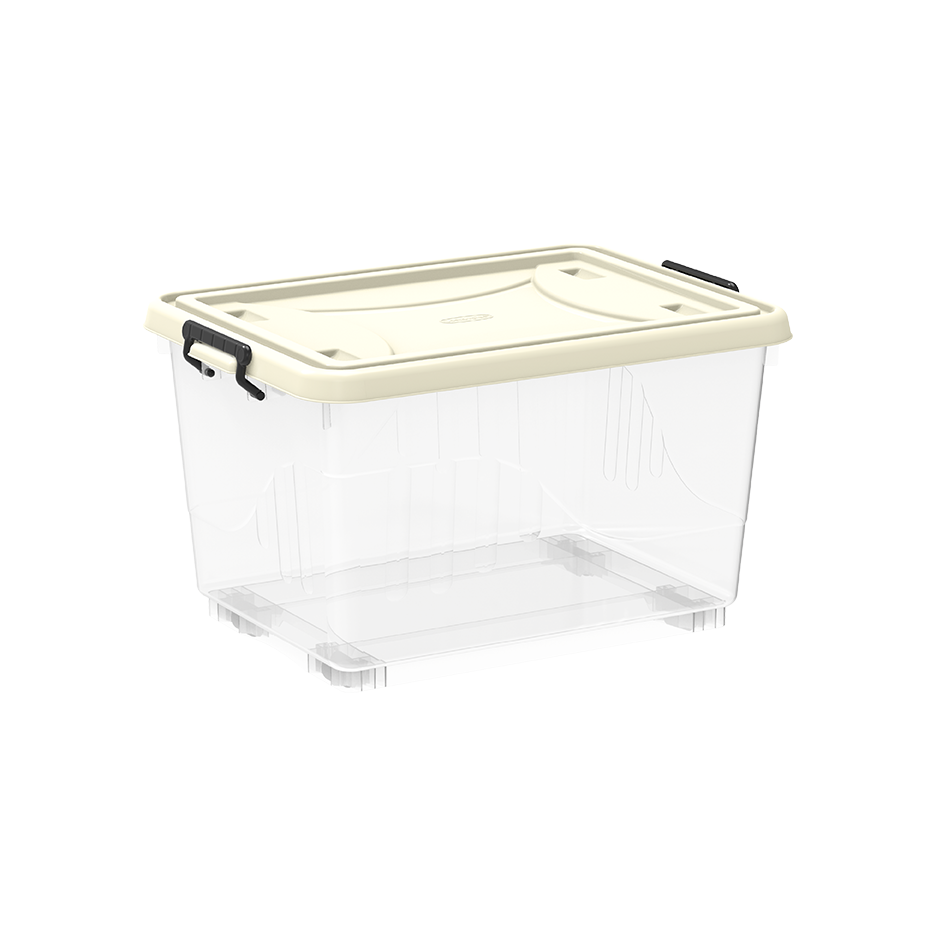 22L Clear Plastic Storage Boxes with Wheels & Lockable Lid