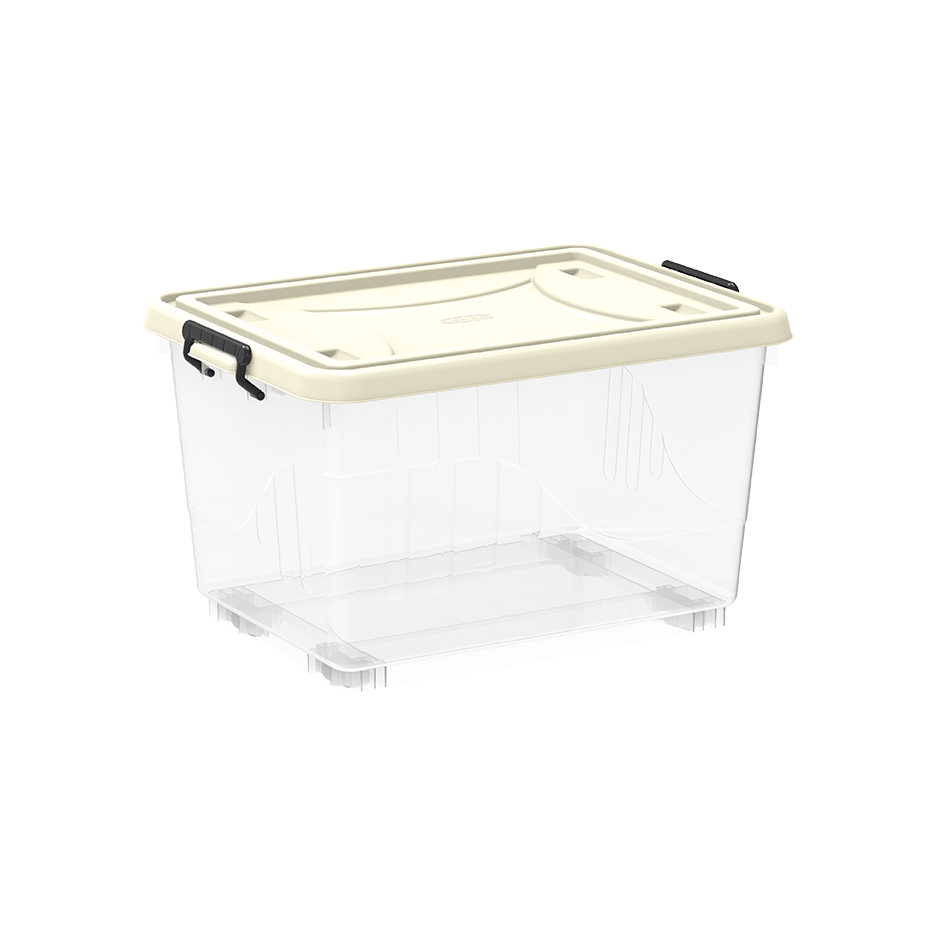 33L Clear Plastic Storage Box with Wheels & Lockable Lid