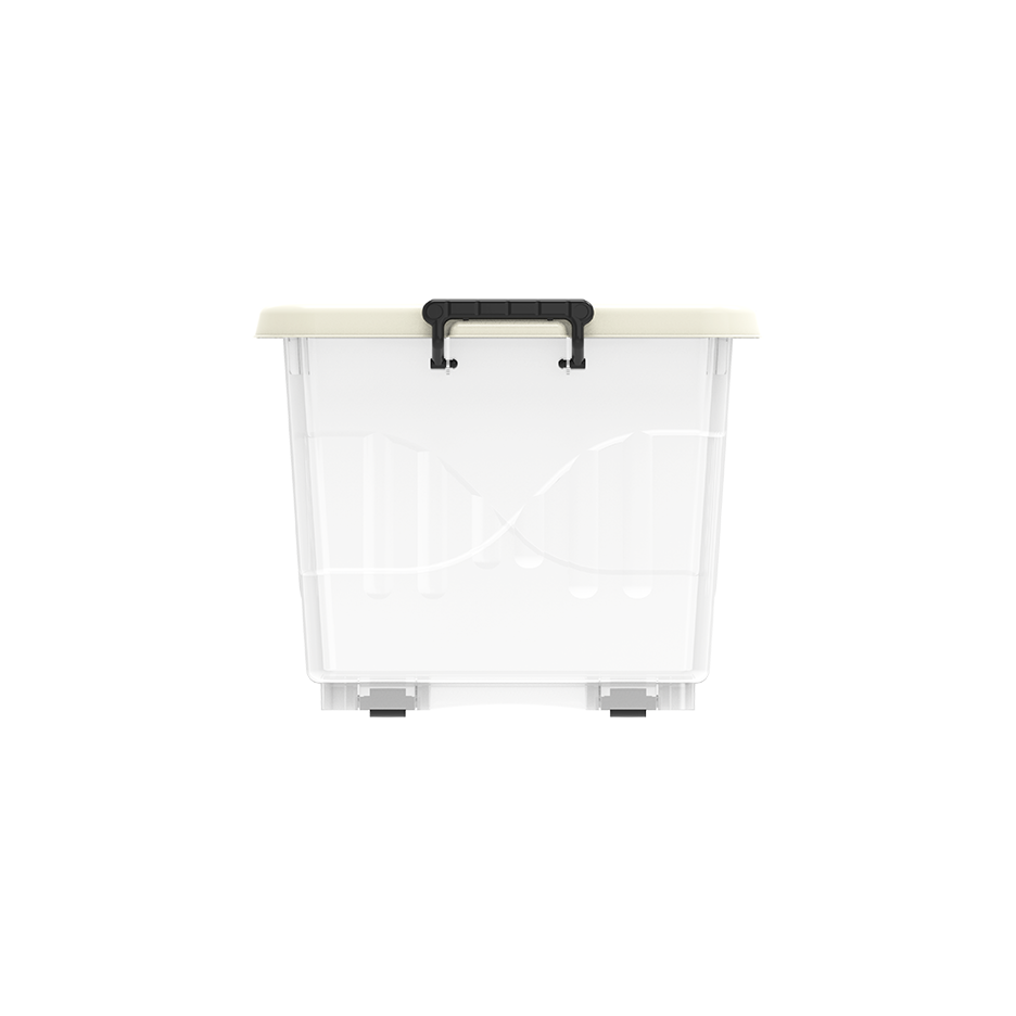 33L Clear Plastic Storage Box with Wheels & Lockable Lid