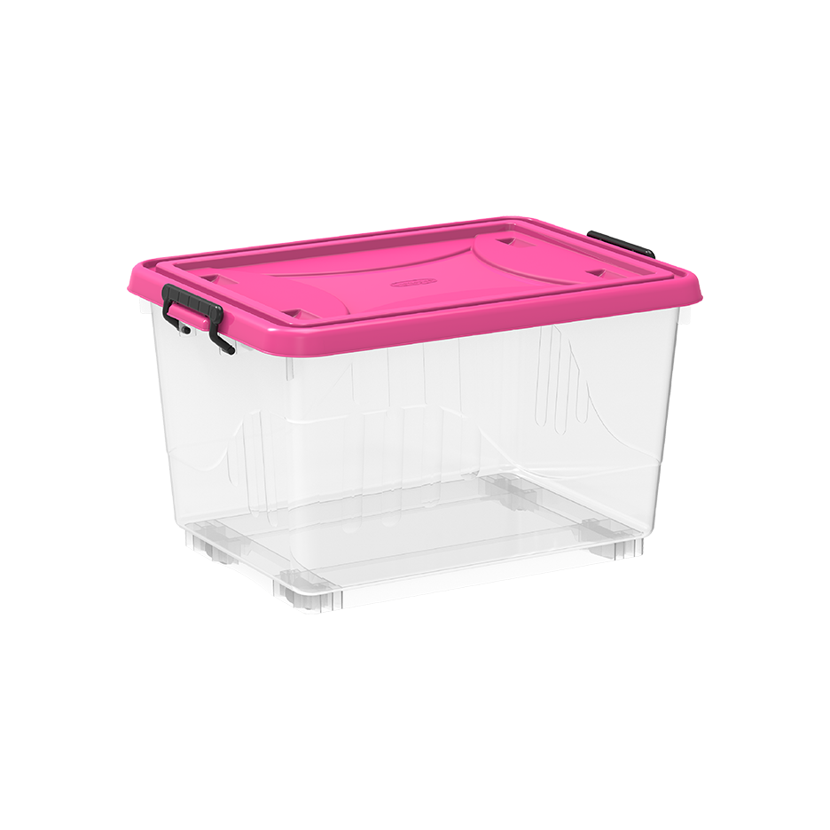 22L Clear Plastic Storage Boxes with Wheels & Lockable Lid