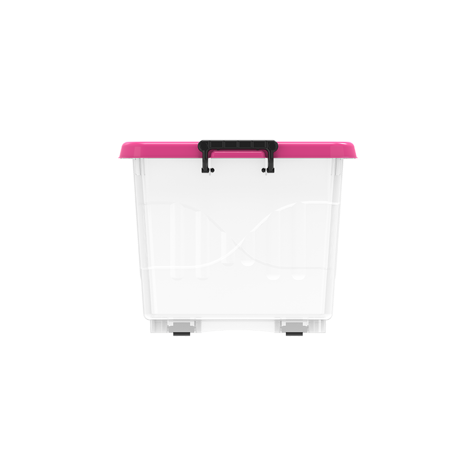 22L Clear Plastic Storage Boxes with Wheels & Lockable Lid