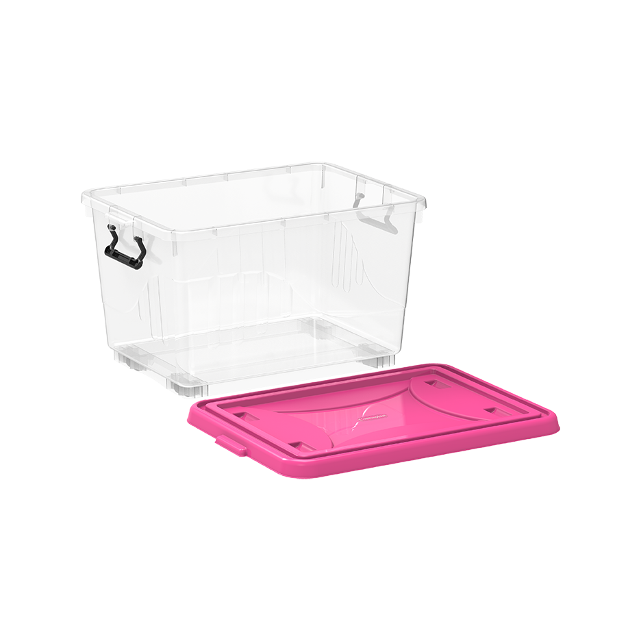 22L Clear Plastic Storage Boxes with Wheels & Lockable Lid