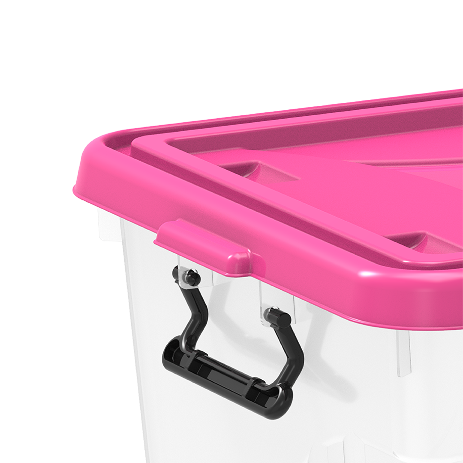 55L Clear Plastic Storage Box with Wheels & Lockable Lid