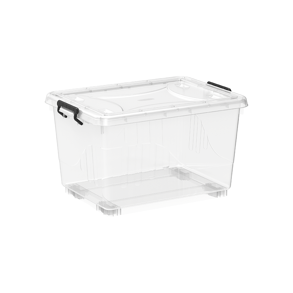 22L Clear Plastic Storage Boxes with Wheels & Lockable Lid