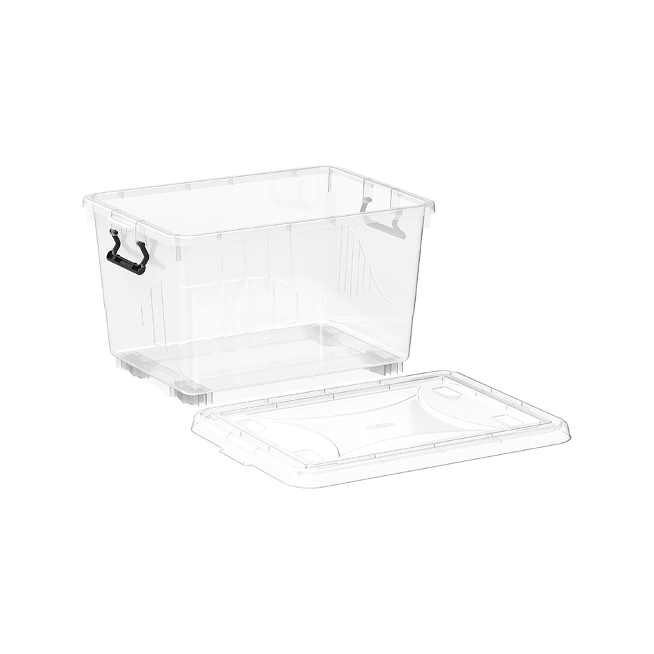 22L Clear Plastic Storage Boxes with Wheels & Lockable Lid