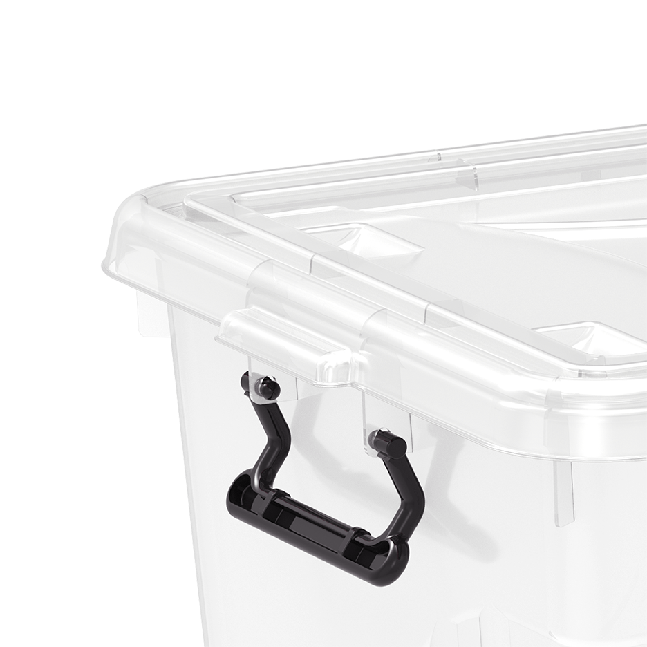 22L Clear Plastic Storage Boxes with Wheels & Lockable Lid