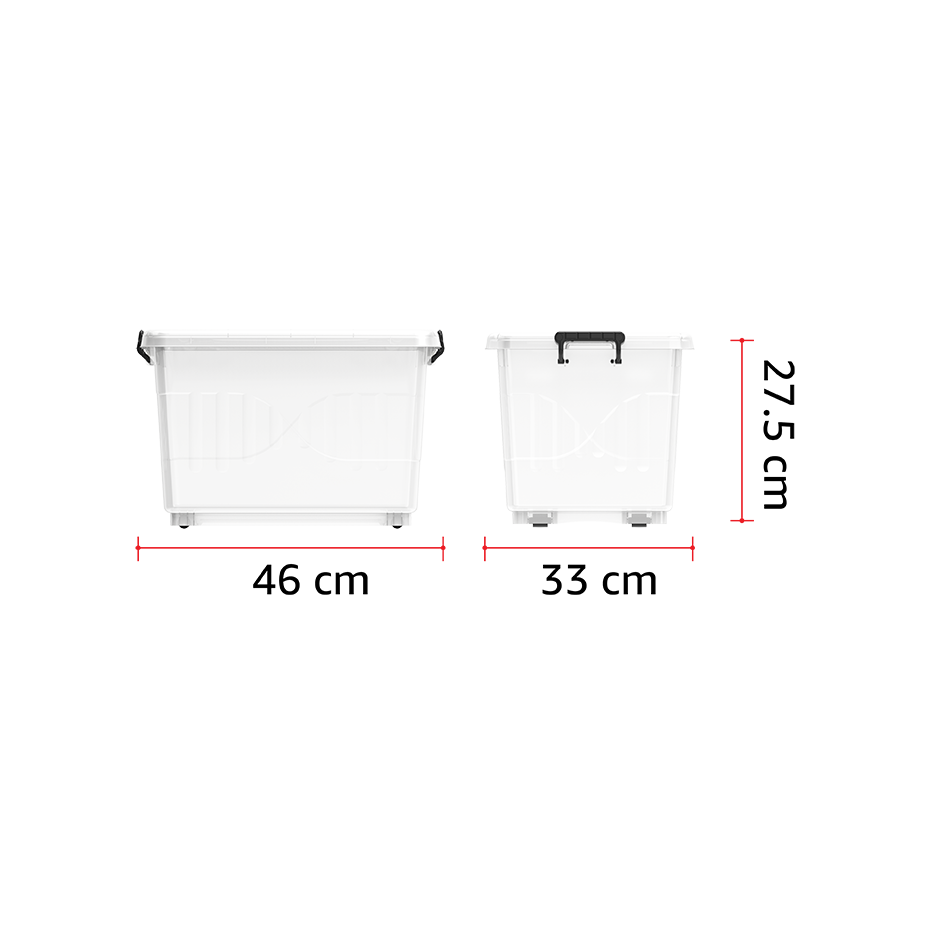 22L Clear Plastic Storage Boxes with Wheels & Lockable Lid