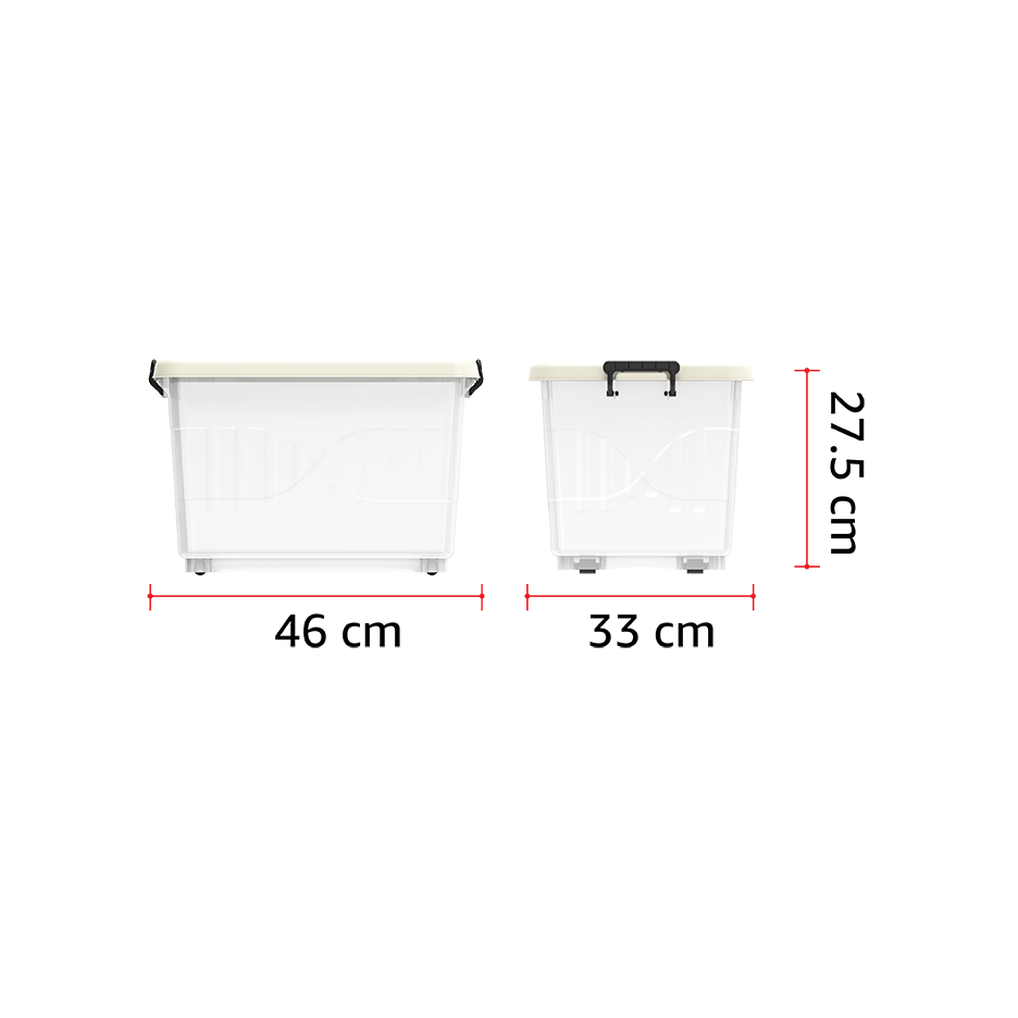 22L Clear Plastic Storage Boxes with Wheels & Lockable Lid