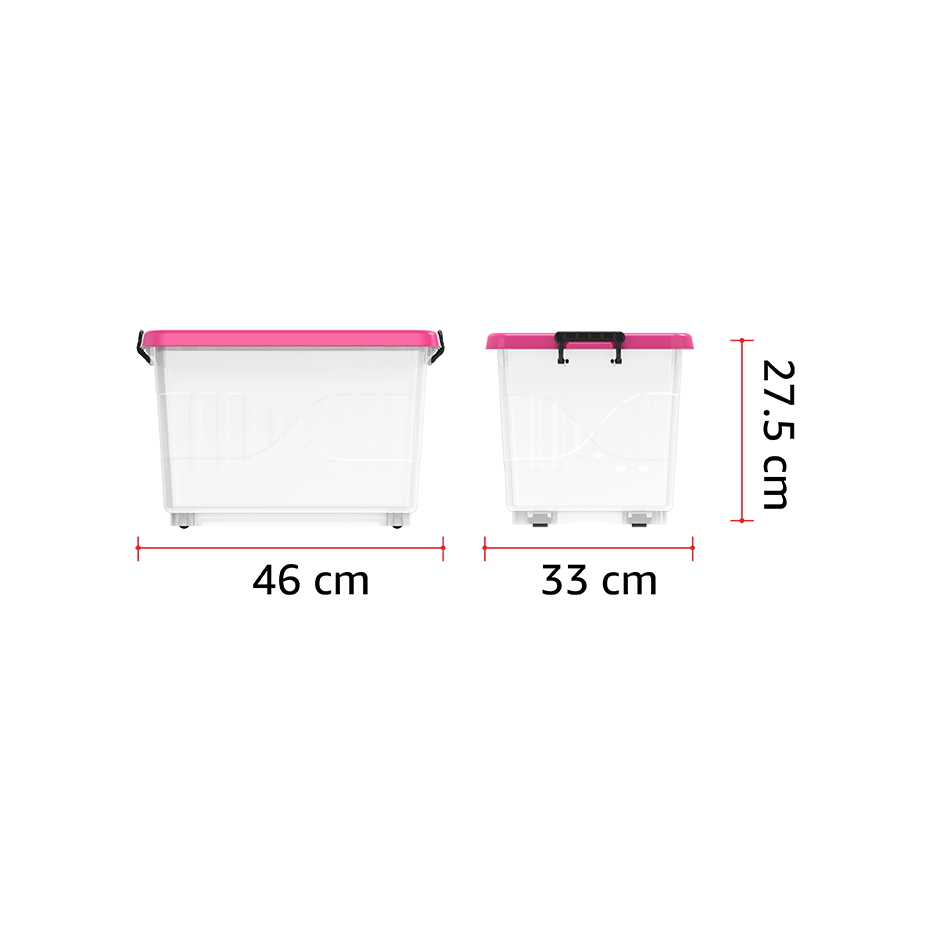 22L Clear Plastic Storage Boxes with Wheels & Lockable Lid