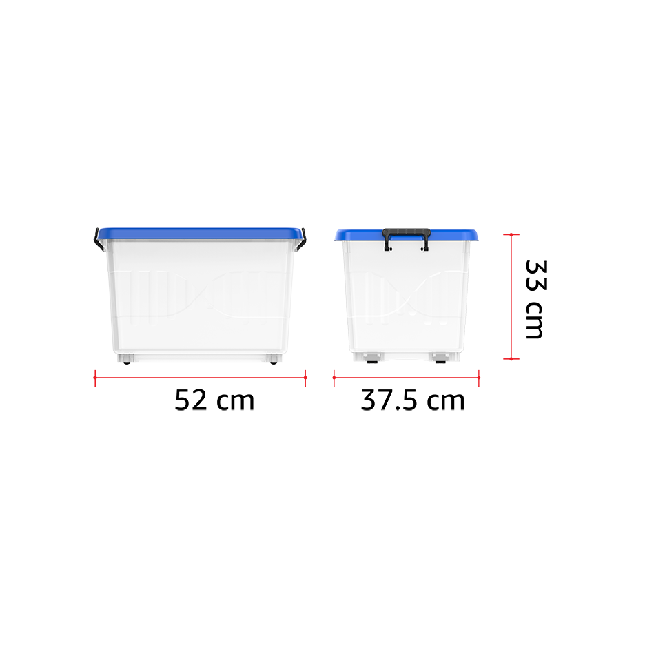 33L Clear Plastic Storage Box with Wheels & Lockable Lid