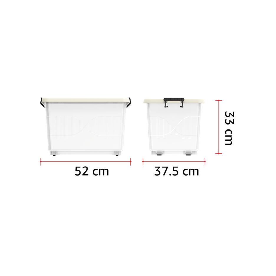 33L Clear Plastic Storage Box with Wheels & Lockable Lid