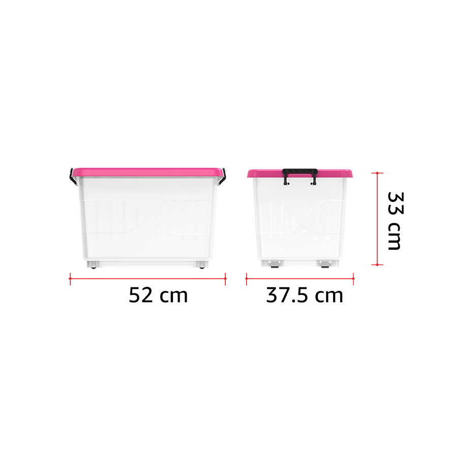 33L Clear Plastic Storage Box with Wheels & Lockable Lid