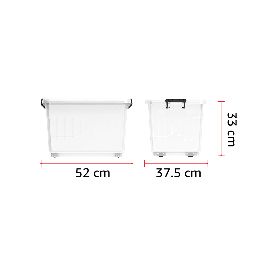 33L Clear Plastic Storage Box with Wheels & Lockable Lid