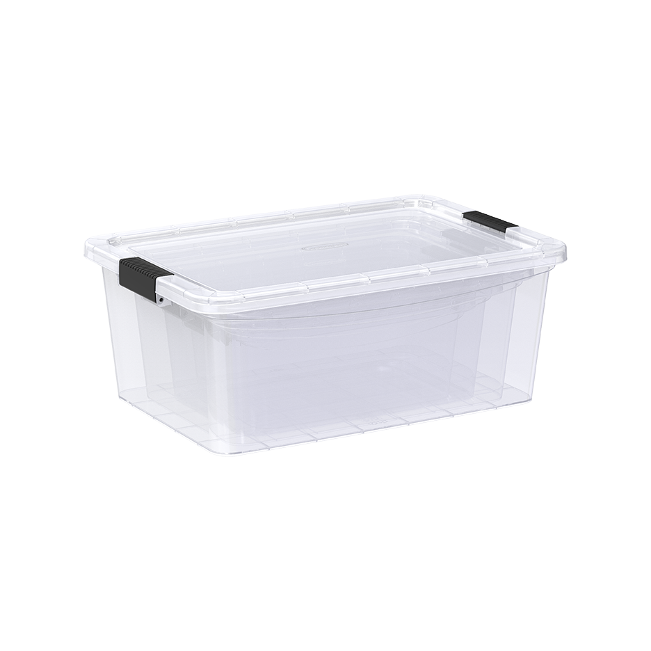 Set of 5, 8, 13, 20 Liters Clear Plastic Storage Boxes with Lockable Lids