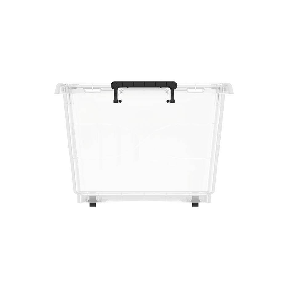 70L Clear Plastic Storage Box with Wheels & Lockable Lid