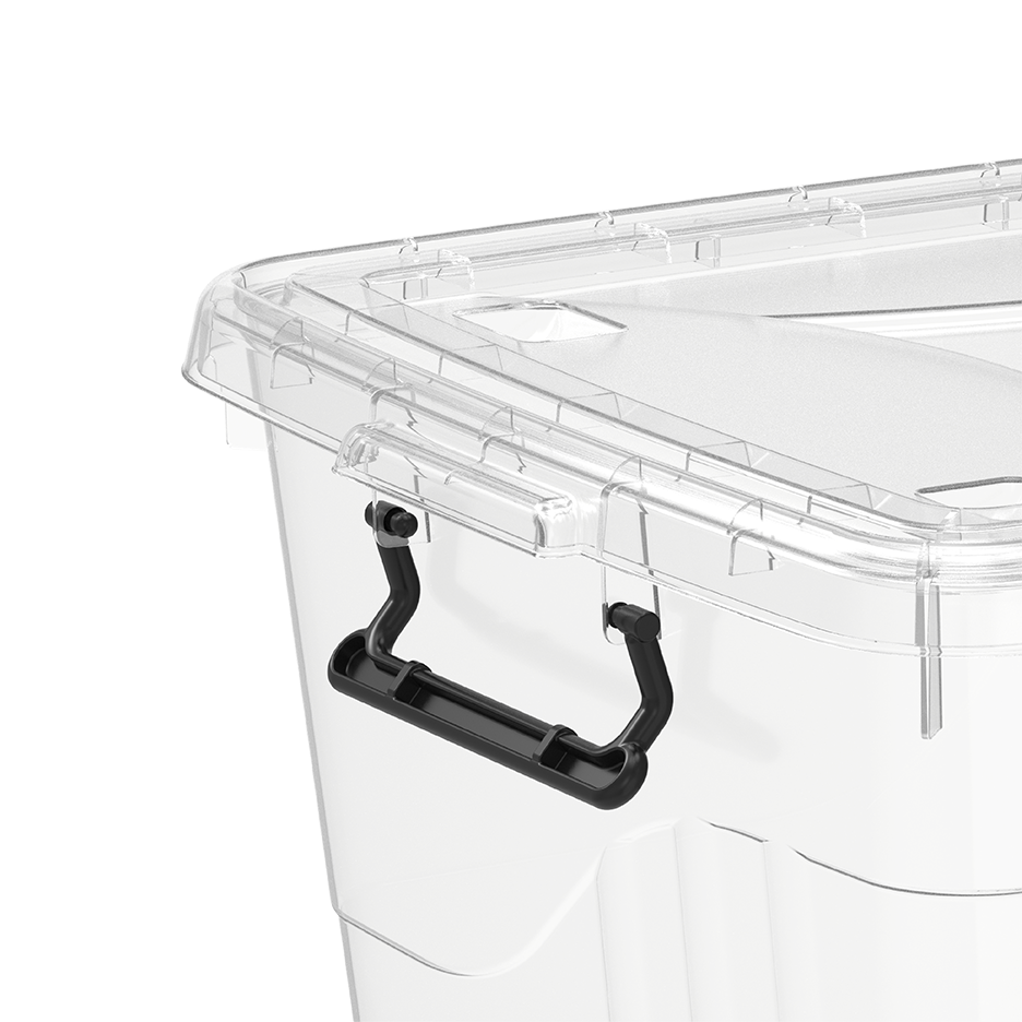 70L Clear Plastic Storage Box with Wheels & Lockable Lid