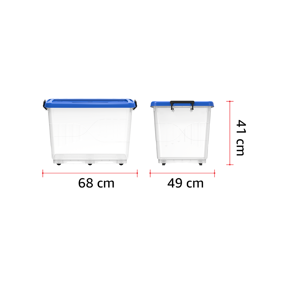 82L Clear Plastic Storage Box with Wheels & Lockable Lid