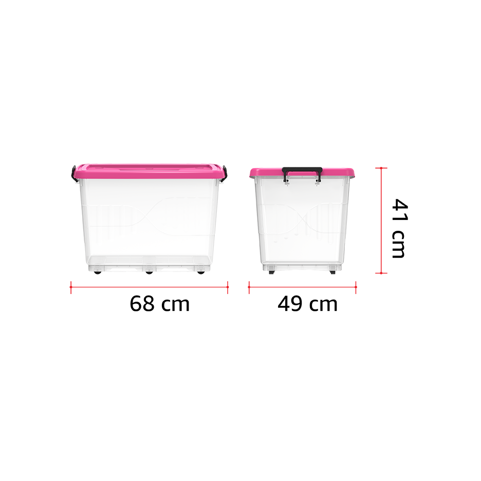 82L Clear Plastic Storage Box with Wheels & Lockable Lid