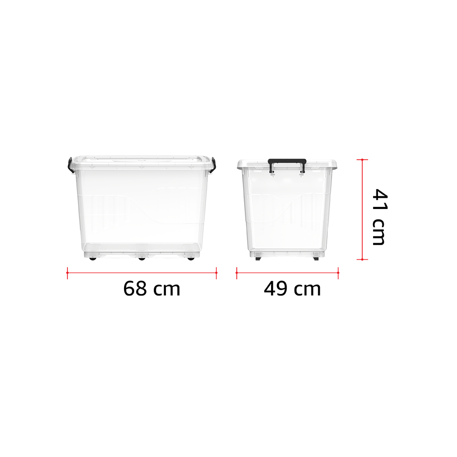 82L Clear Plastic Storage Box with Wheels & Lockable Lid